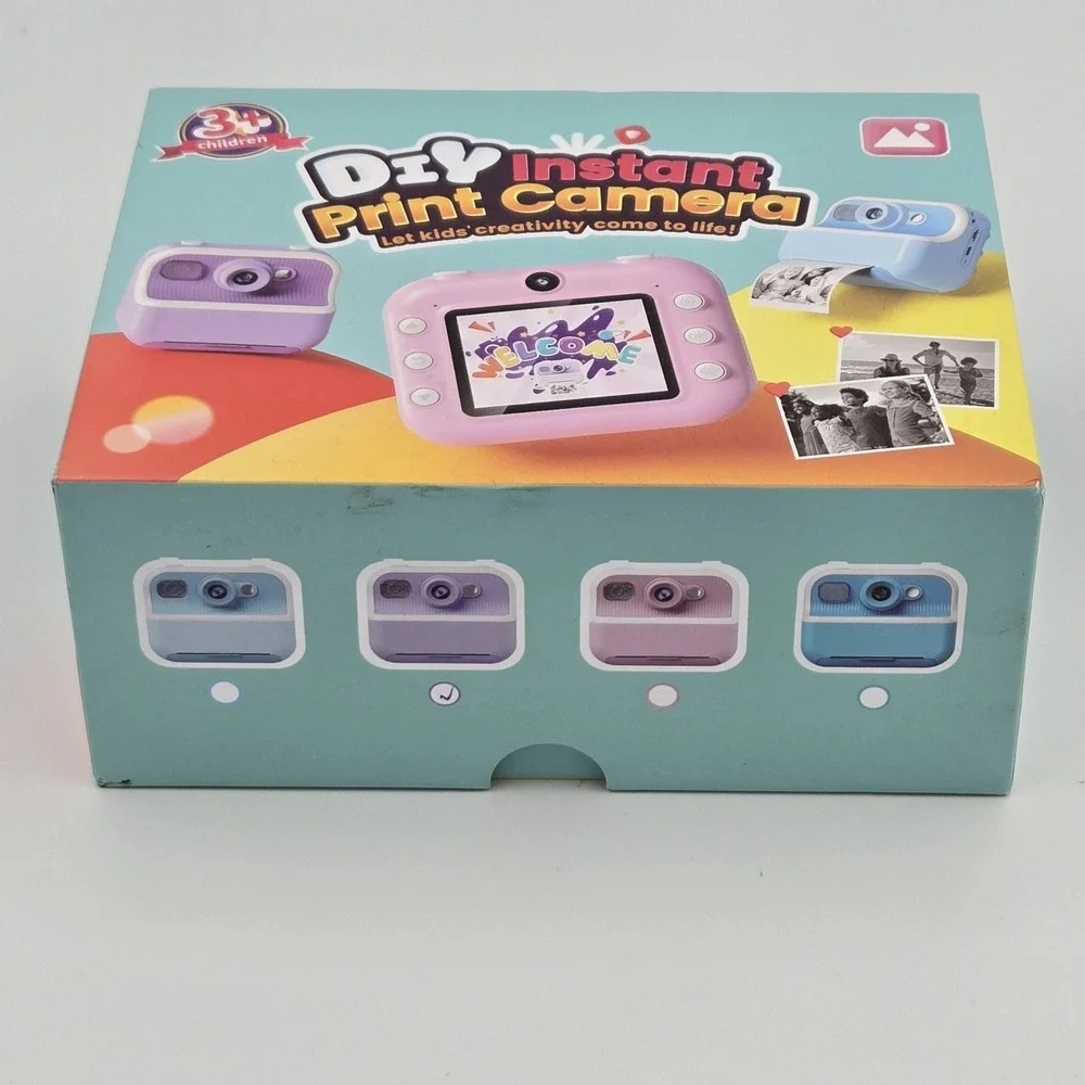 Kids Camera Instant Print 2.4Inch, Instant Print 2 Rolls Purple With Strap New